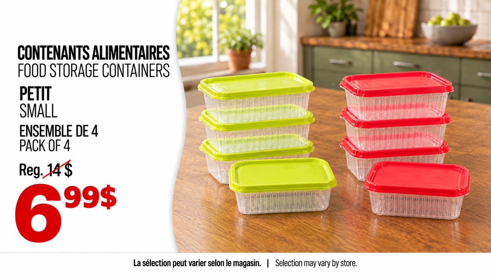 Petits contenants alimentaires, ensemble de 4, 6,99 $