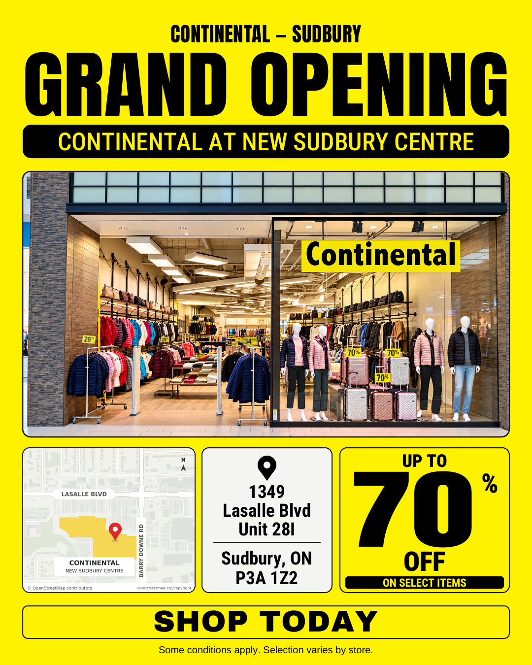 Αγγλική ανακοίνωση εγκαινίων της Continental στο New Sudbury Centre, κατάστημα 28I.